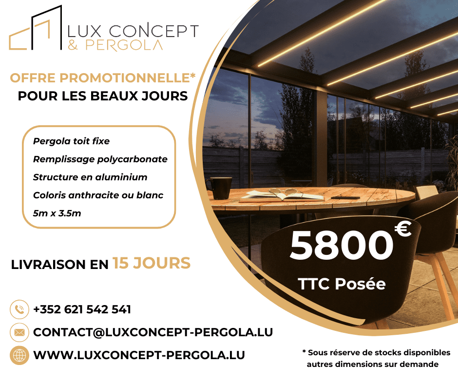 Offre exceptionnelle pergola fixe - Lux Concept & Pergola